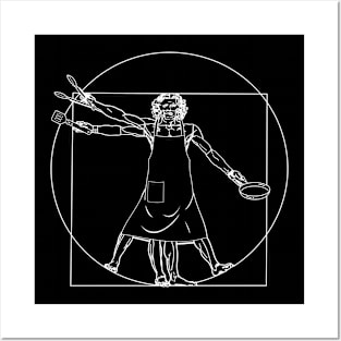 Retro Vitruvian Grill Dad Fathers Day Gifts Funny Grill Posters and Art